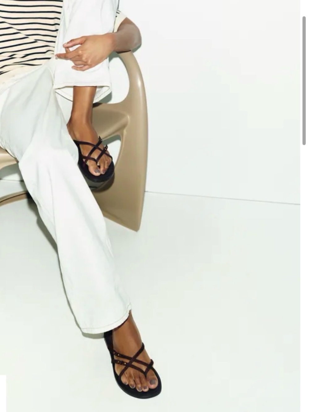 Zara Dark Brown Crisscross Suede Slide Sandals